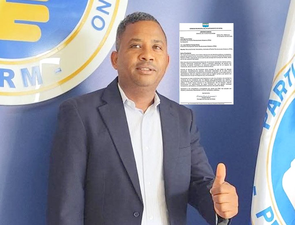 Regidor Arcenio García renuncia al PRM y denuncia maltrato político en Neiba